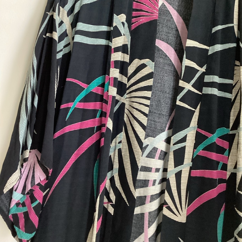 Maeve Kira Long Kimono Jacket Womens Size XS/S Black Tropical Floral Pockets - Picture 6 of 15